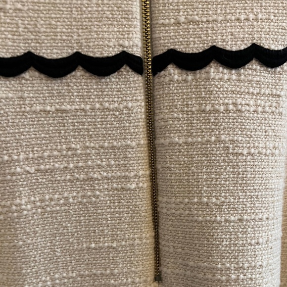 Kate Spade Scalloped Tweed Shift Dress Cream Black Trim Size 12 EUC - Picture 4 of 8